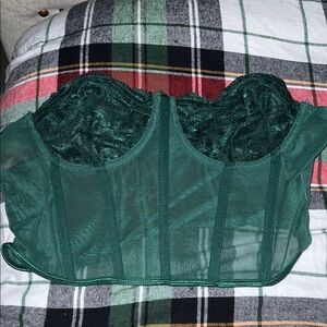 SHEIN Deep Green Lace Bustier